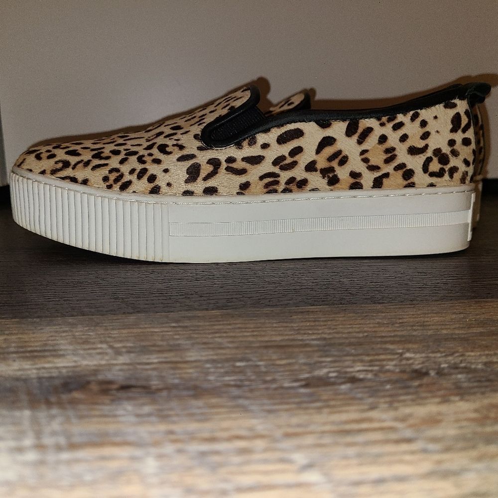 Halogen Leopard Print Calf Hair Platform Slip on Sneakers - Picture 10 of 14